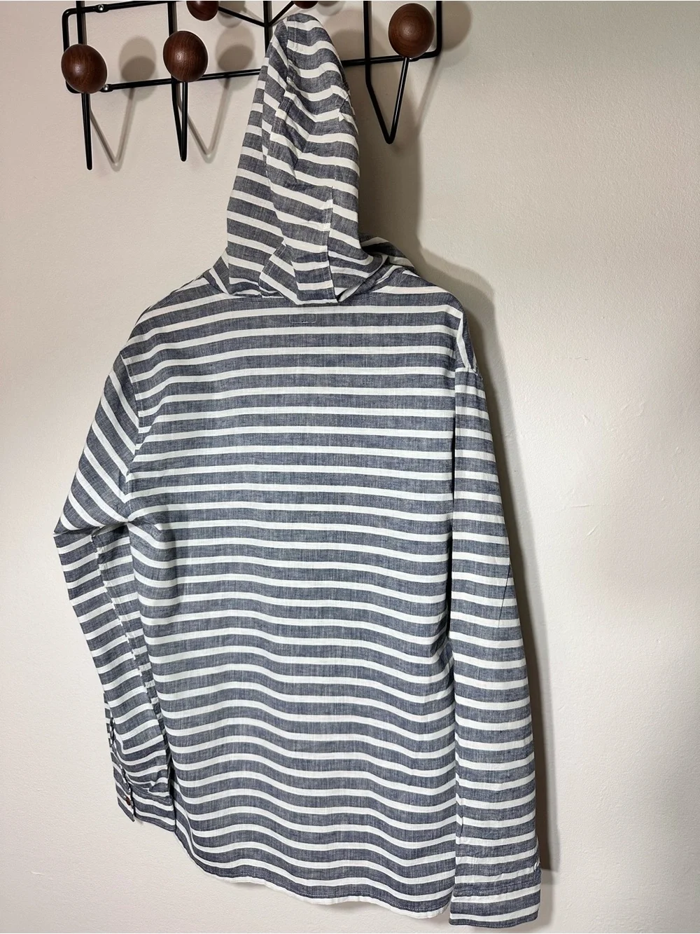J. Crew Blue and White Striped Hooded Pullover